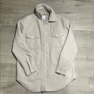 Chic Cream Button-Up Shirt Jacket